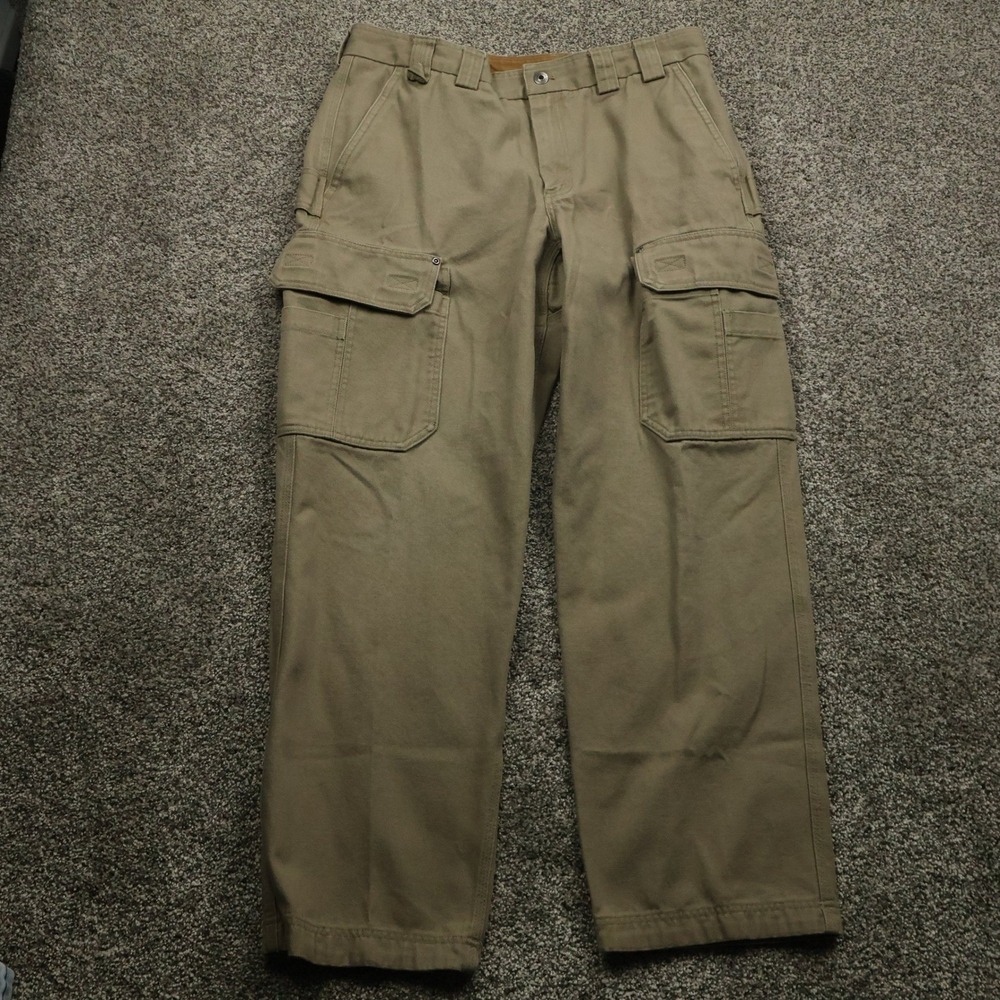 Duluth Trading Co Cargo Pants Men's 36x31 Khaki Cotton Workwear Utility Pockets